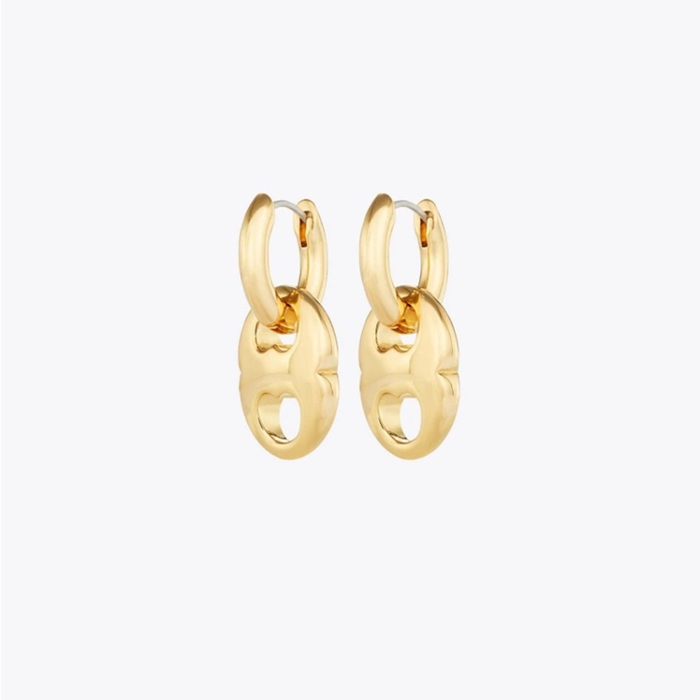 NWOT Tory Burch Gemini Link Small Hoop Earrings